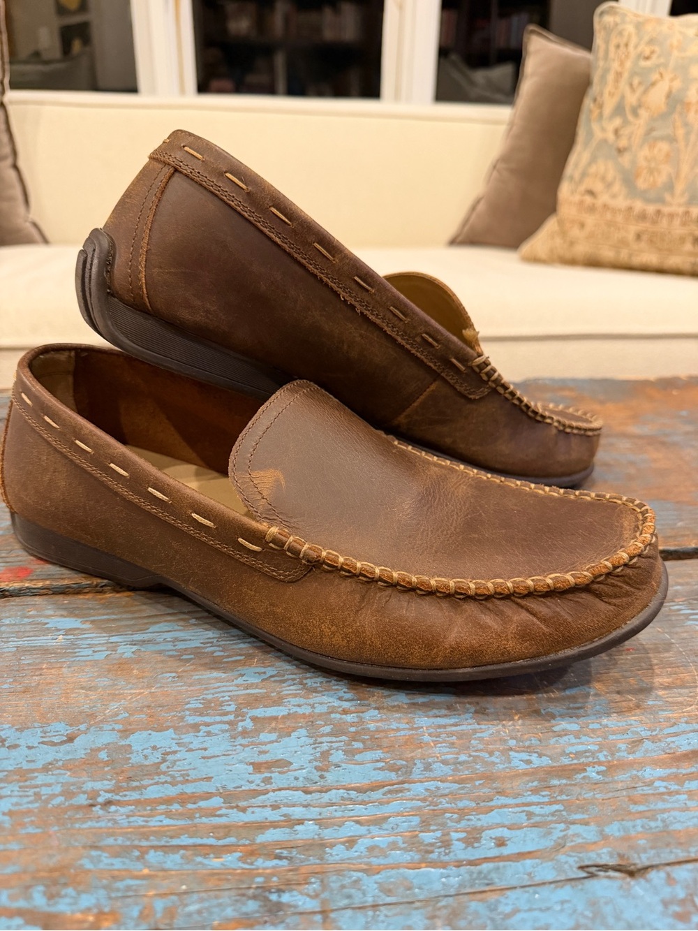 Frye Brown Leather Slip-On Loafers - Picture 3 of 8